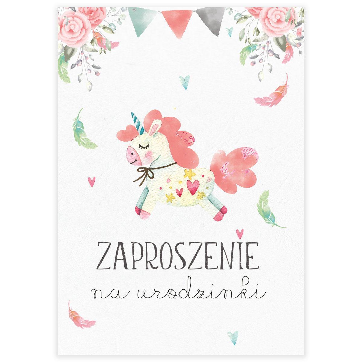 Zaproszenie na 1 2 3 4 urodziny roczek urodzinki Unicorn