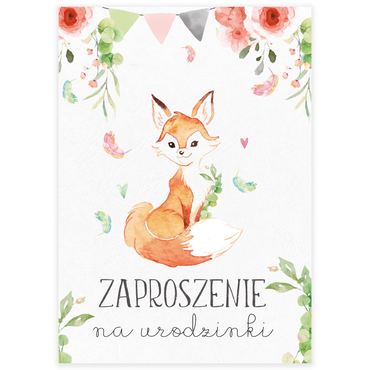 Zaproszenie na 1 2 3 4 urodziny roczek urodzinki Lisek