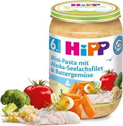 HiPP, Bio, mintaj w maślanych warzywach z mini makaronem, 190 g