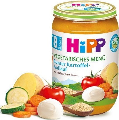 HiPP, Bio, danie wegetariańskie zapiekanka z mozzarellą i warzywami, 220 g