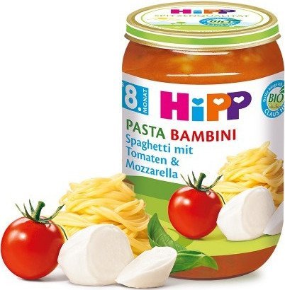 HiPP, Bio, spaghetti z pomidorami i mozzarellą, 220 g
