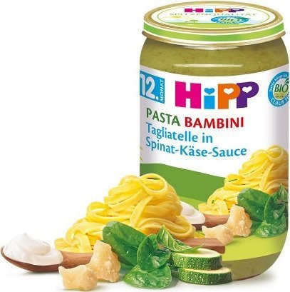 HiPP, Bio, tagliatelle z sosem szpinakowo-serowym, 250 g