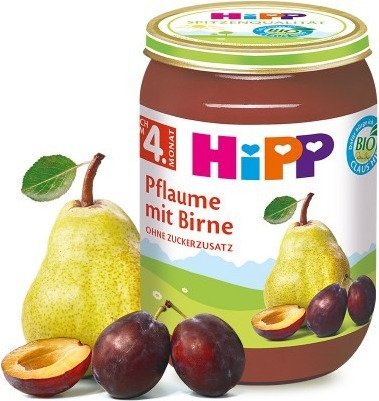 HiPP, Bio, deserek owocowy ze śliwek i gruszek, 190 g