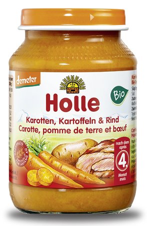 Holle Danie BIO - warzywa z wołowiną - bez glutenu, jaj, soli i mleka po 4 miesiącu