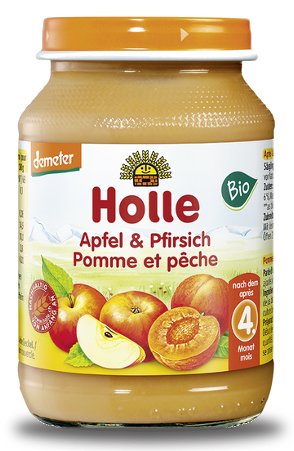 Holle Baby Deserek BIO - jabłko-brzoskwinia - bez glutenu, jaj, mleka i cukru