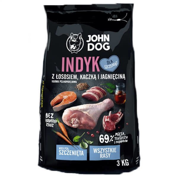 John Dog Indyk z łososiem, kaczką i jagnięciną 3 kg