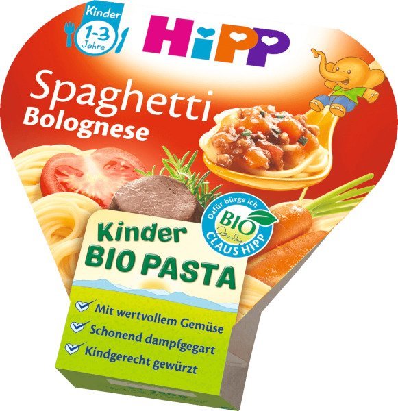 HiPP, Bio, spaghetti z sosem bolognese i wołowinką, 250 g