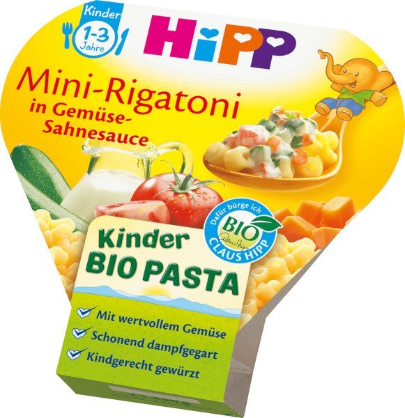 HiPP, Bio, mini rigatoni warzywa w sosie śmietanowym, 250 g