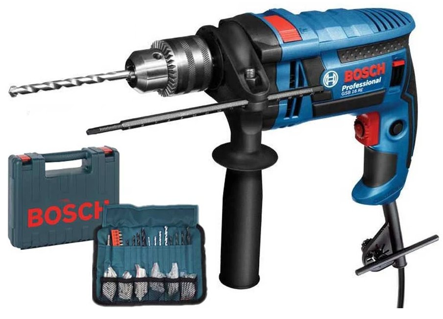 Bosch GSB 16 RE 750W 100 ELEMENTÓW