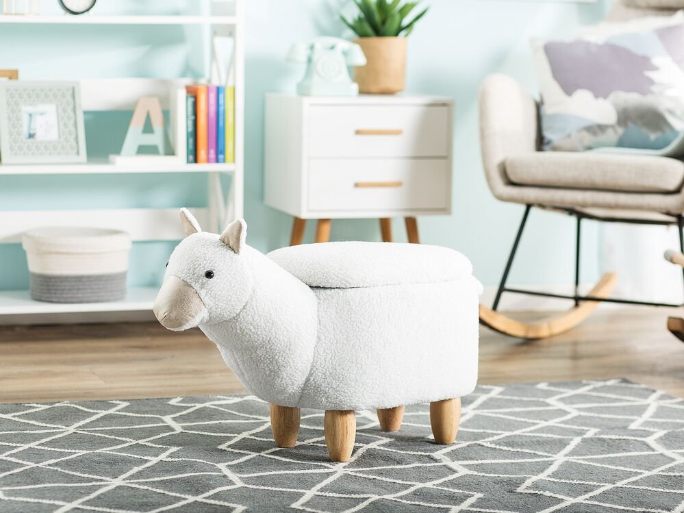 Beliani Pufa tapicerowana biała ALPACA