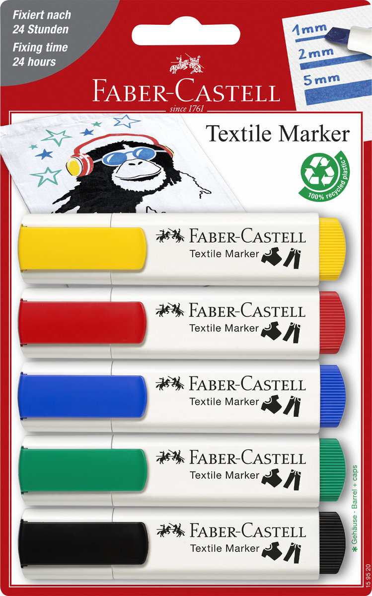 Faber Castell Markery do tkanin zestaw podstawowy 5szt 440632