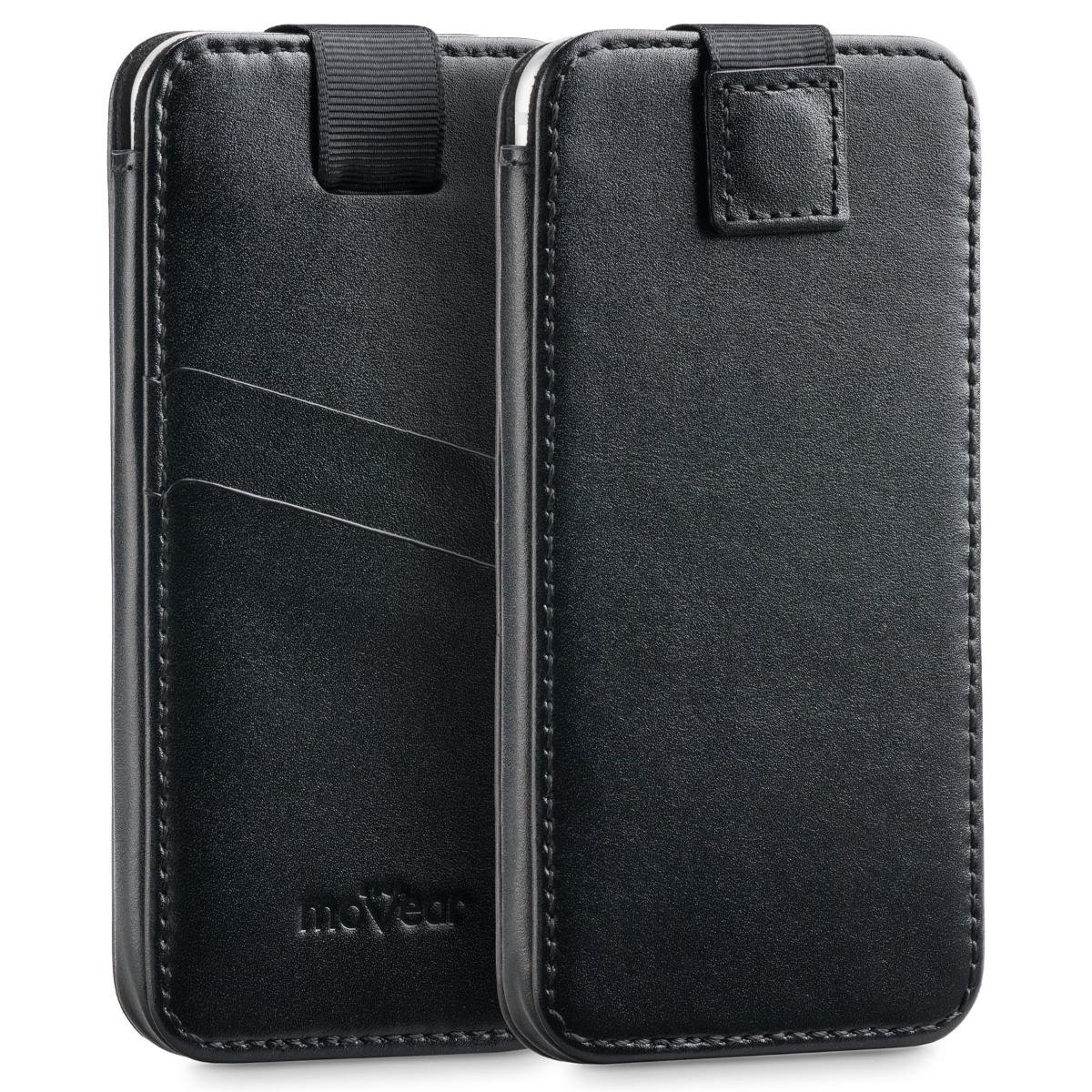 moVear moVear Skórzane Etui Wsuwka do Smartfon / Telefon rozmiar S (ok 140 x 68 x 8mm) i telefonów o zbliżonych wymiarach | Eksluzywny Pokrowiec pocketCase C+ Skóra Gładka, Czarny U000SPCPLSBBKBK