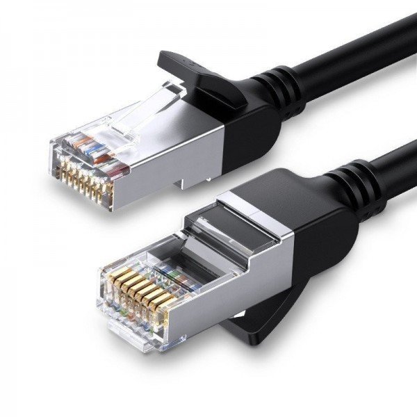 UGREEN Kabel sieciowy z metalowymi wtyczkami, Ethernet RJ45, Cat.6, UTP, 0,5m (czarny)