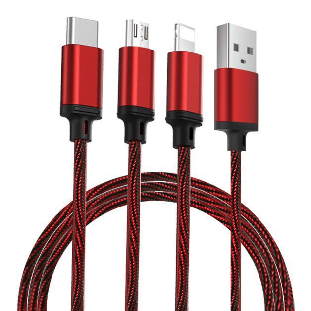 Remax Agile kabel USB 3w1 1m 2.8A PD-B31 Red kabel_20191126115957