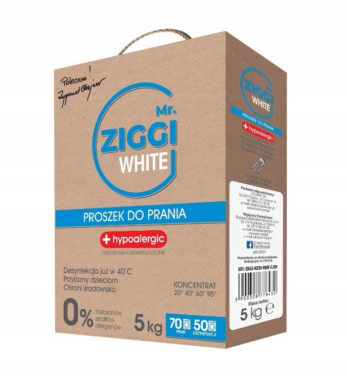 Mr. ZIGGI Mr ZIGGI Mr ZIGGI hipoalergiczny proszek do prania tkanin białych 5 kg