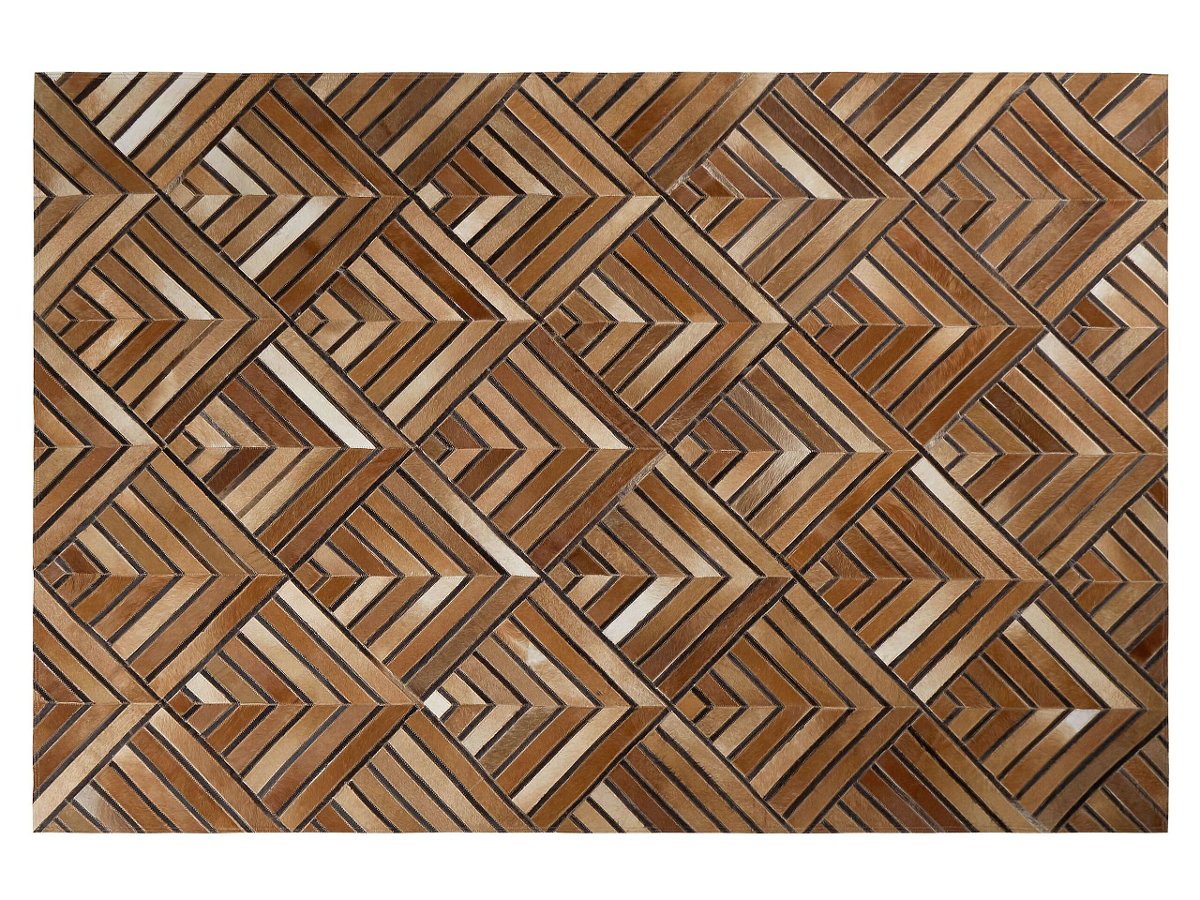 Beliani Dywan patchwork skórzany 140 x 200 cm brązowy TEKIR