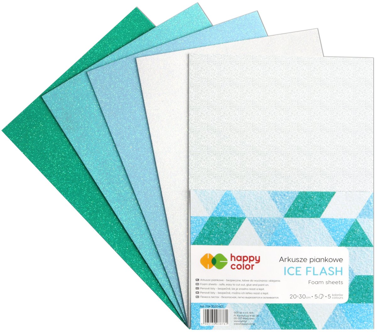 Happy Color Arkusze piankowe A4 5 kol Ice Flash