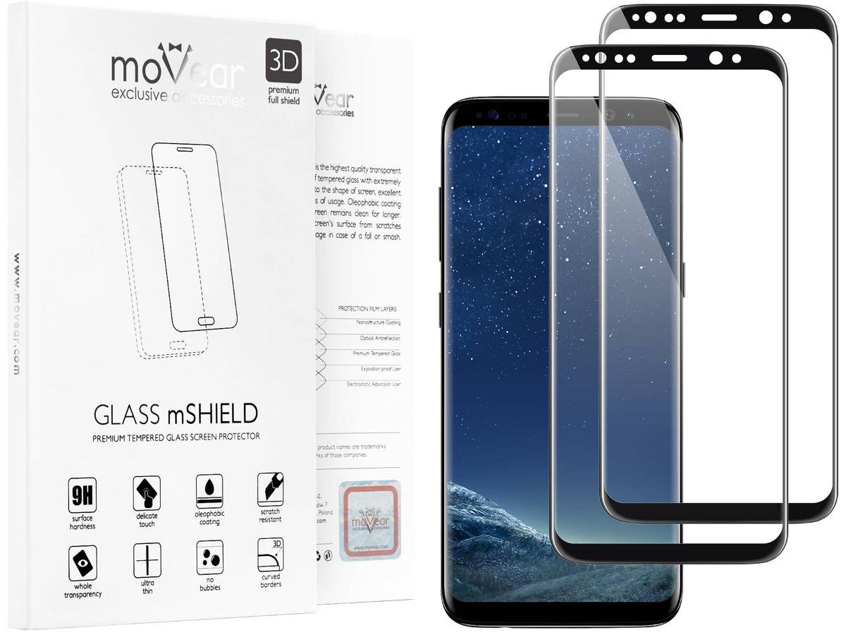 movear 2 szt. Szkło Hartowane 3D na Samsung Galaxy S8+ (Plus) na Cały Ekran G955F GLASS mSHIELD 3D SGS8PG3D12ABK2
