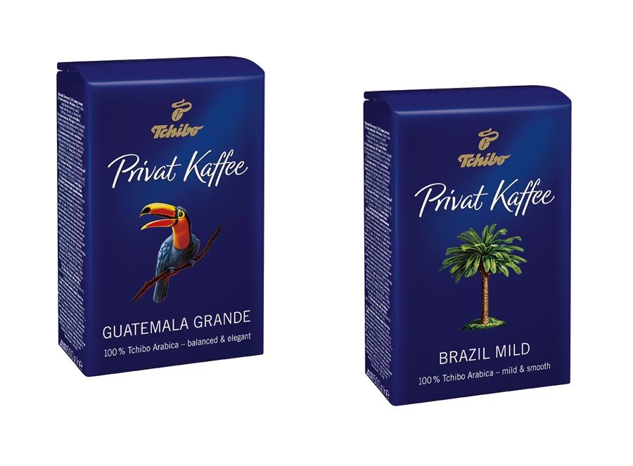 Tchibo, zestaw kaw ziarnistych Privat Kaffee Brazil + Guatemala, 2 x 500g