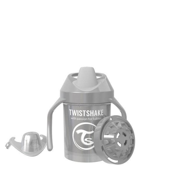 Twistshake, Kubek Niekapek z uchwytami 230 ml - Perłowy Szary