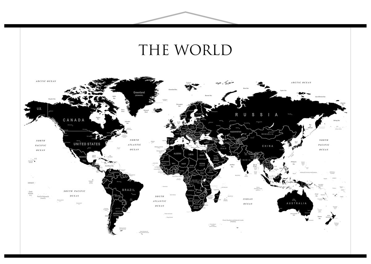ArtGlob, mapa ścienna polityczna The World (j. angielski)