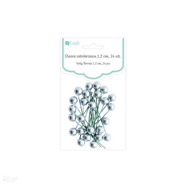 DP Craft Owoce ostrokrzewu 1,2 cm srebrne