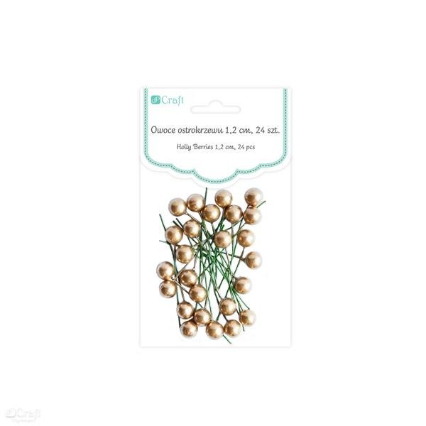 DP Craft Owoce ostrokrzewu 1,2 cm złote