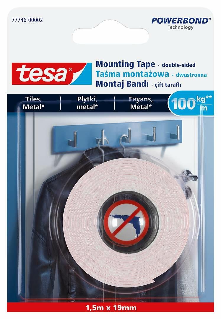 Tesa Dwustronna taśma montażowa do płytek 5m x19mm