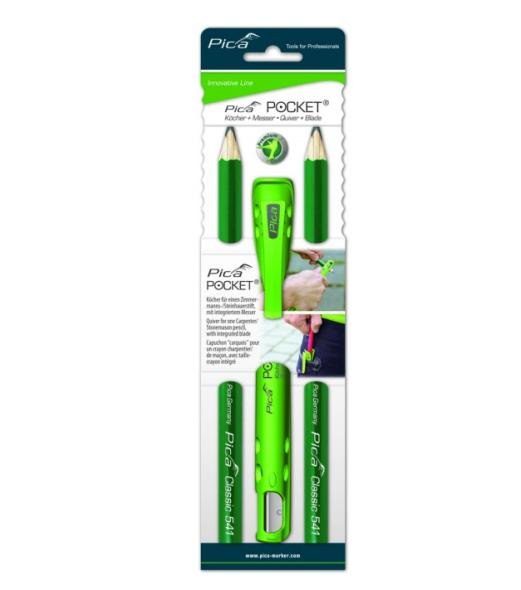 VSA Van Spijk Pica Pocket Uchwyt na ołówek i 2 ołówki kamieniarskie, 24 cm, grafit (PI50502)