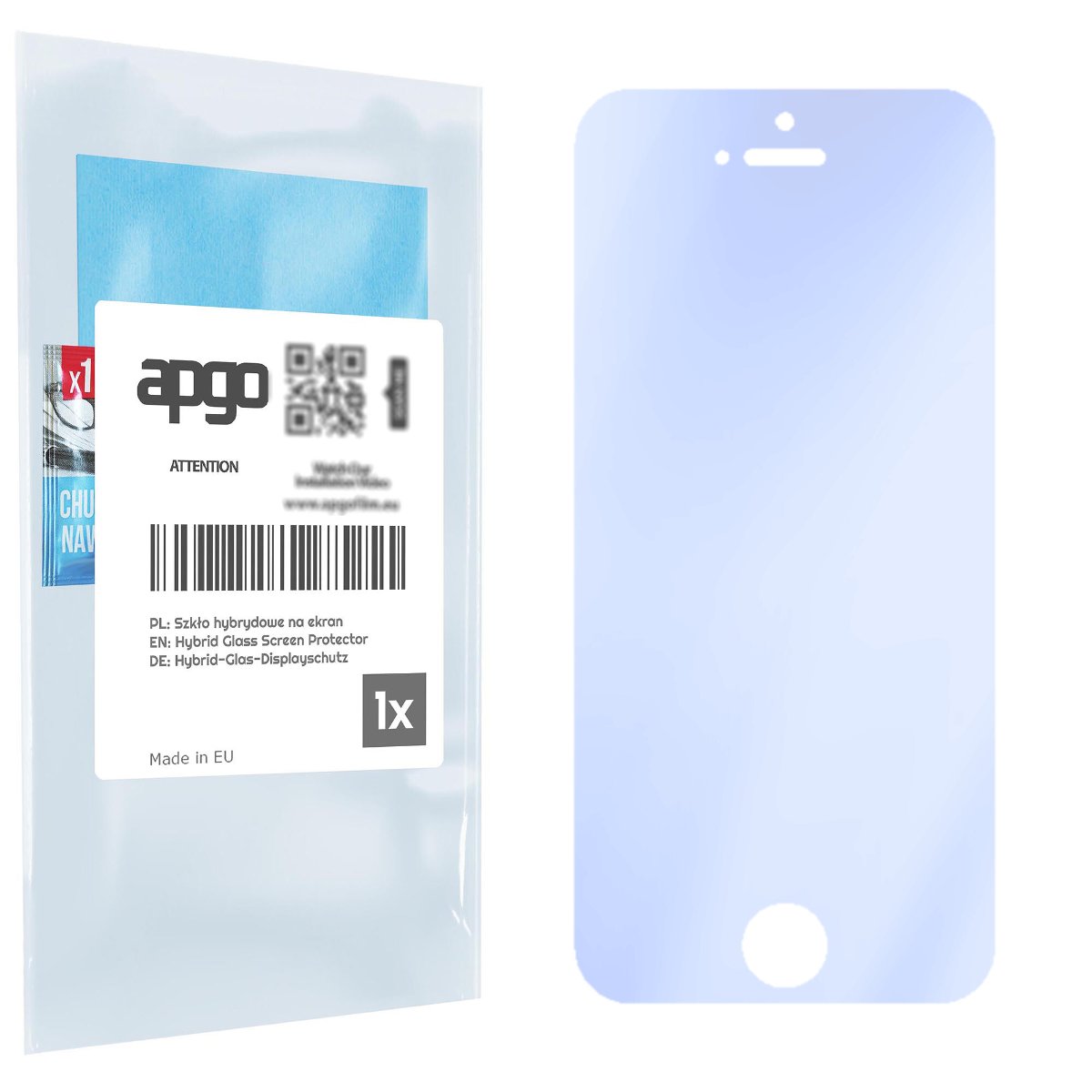 Szkło ochronne na ekran Hybrydowe 9H zamiennik hartowanego do Apple iPhone 5 - apgo PRO Flexible Hybrid Glass nie pękające
