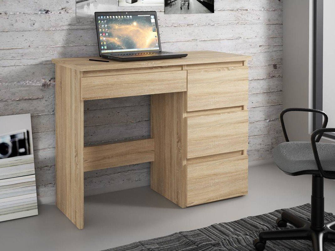 Biurko komputerowe MEBLOWA 1 Beta 3, 4 szuflady, sonoma, 75x94x43 cm