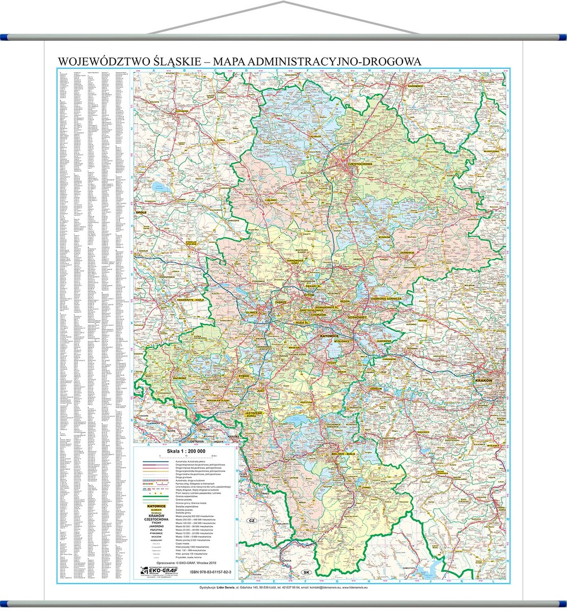 EkoGraf, mapa ścienna Województwo śląskie, 1:200 000