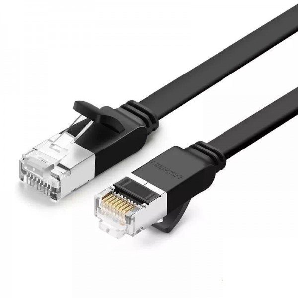 UGREEN Płaski kabel sieciowy z metalowymi wtyczkami, Ethernet RJ45, Cat.6, UTP, 1m (czarny)