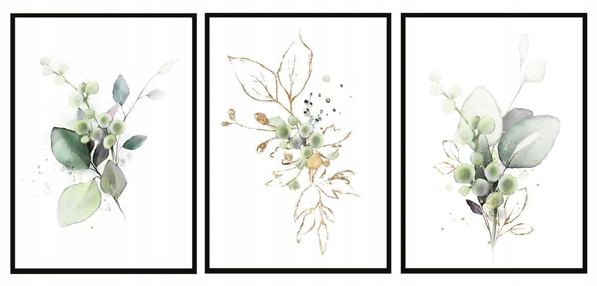 Plakaty w ramie E-DRUK Tryptyk Kwiaty, 33x43 cm