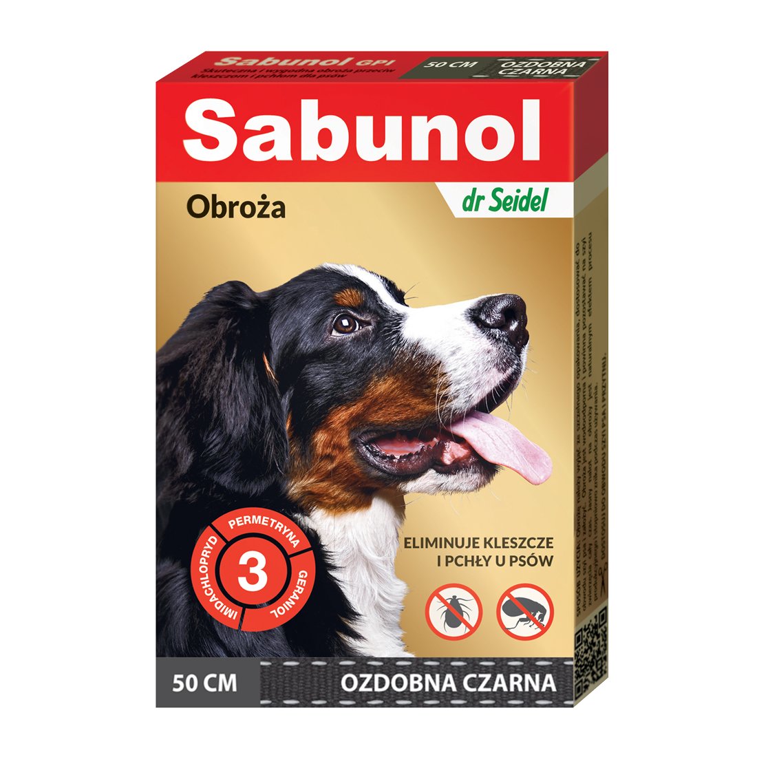 Dermapharm Sabunol Obroża Dla Psa Przeciw Kleszczom I Pchłom Czarna 50 cm