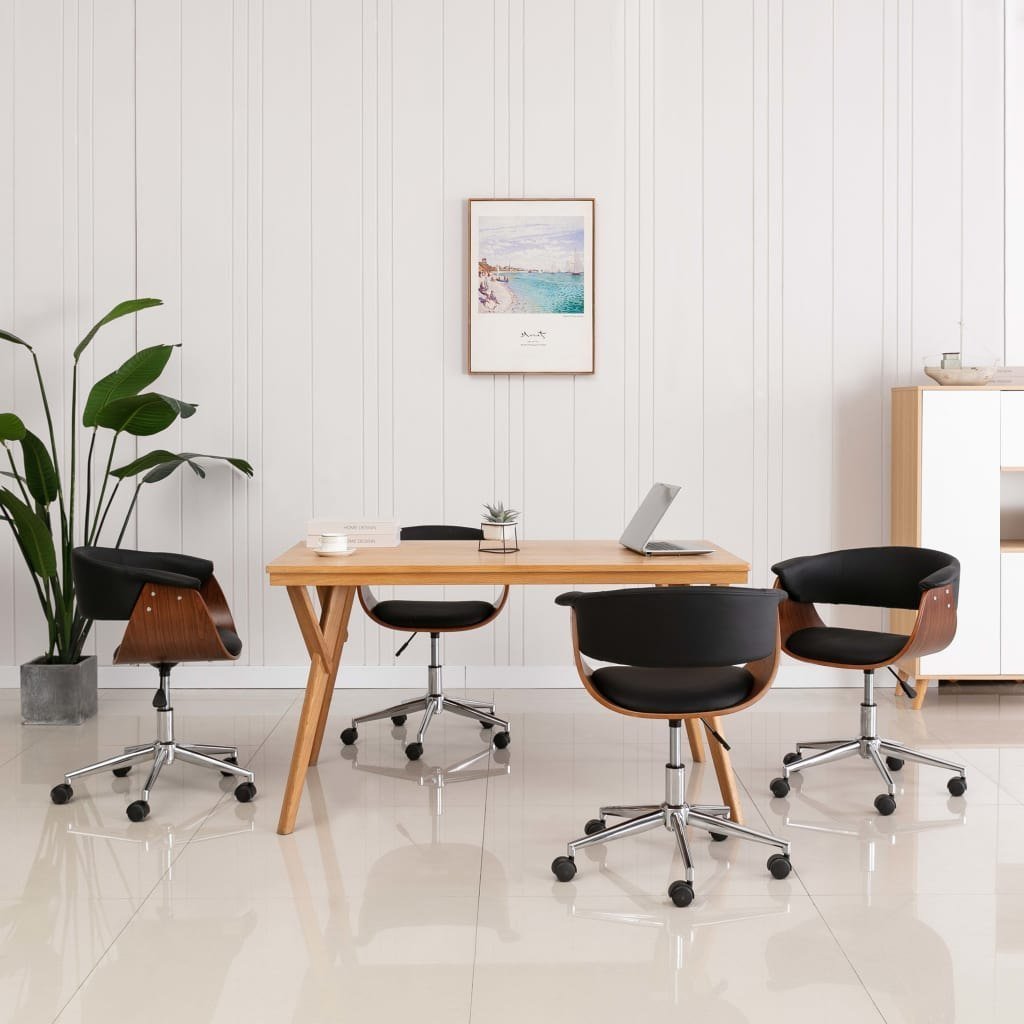 vidaXL Obrotowe krzesła stołowe, 4 szt., czarne, sztuczna skóra