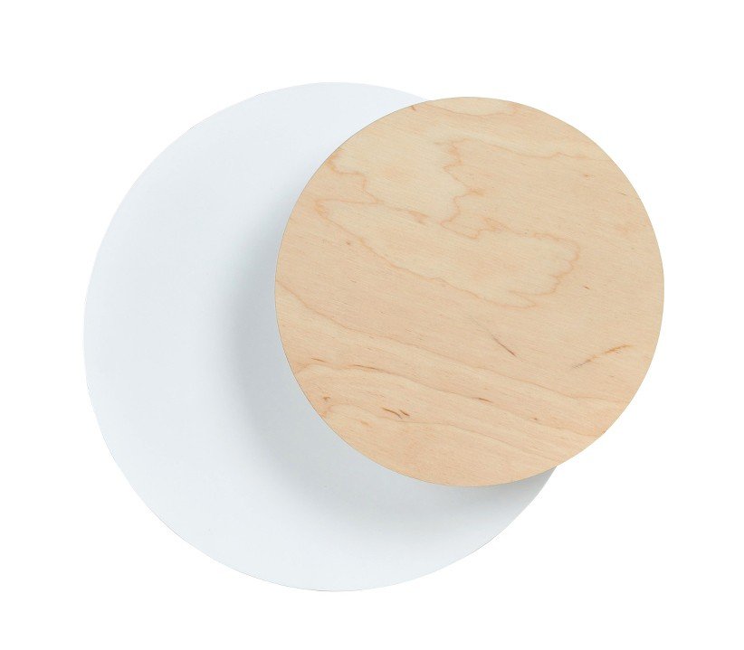 Emibig LIGHTING Kinkiet Circle biały, płyta dekoracyjna z drewna