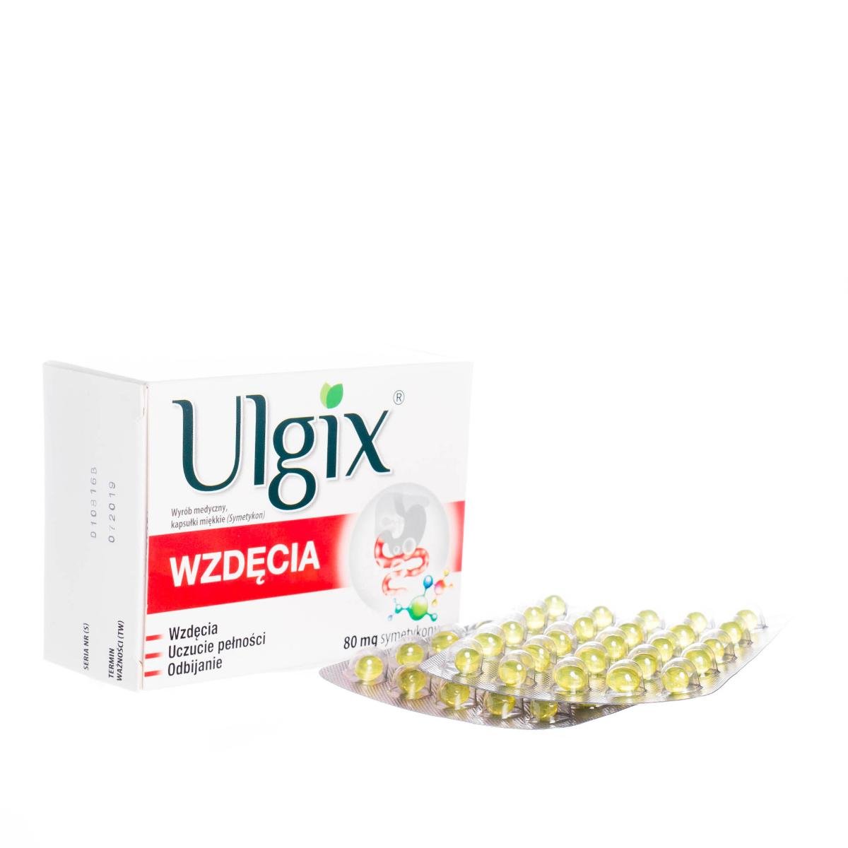 Ulgix Wzdęcia, 80 mg symetykonu, 100 kapsułek