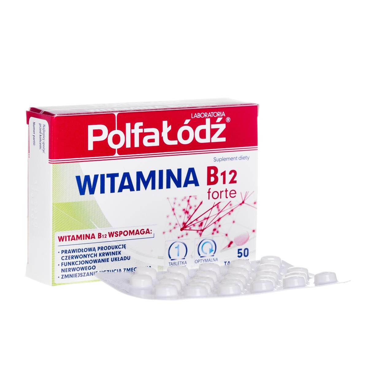 Polfa ŁÓDŹ Vitaminum B12 Forte 10 mcg x 50 tabl Łódź