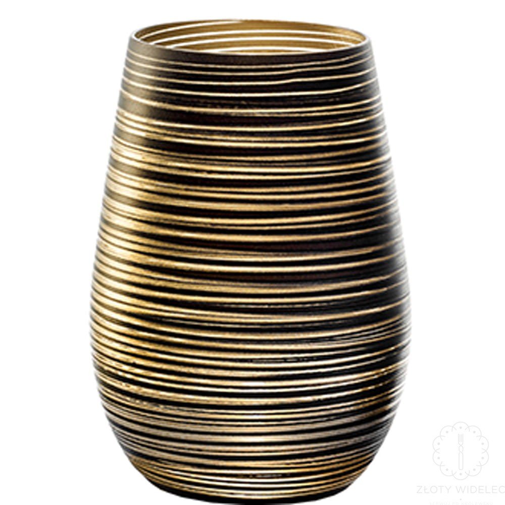 Stolzle Lausitz Twister Olympic szklanki czarne ze złotym 465 ml. 6 szt.