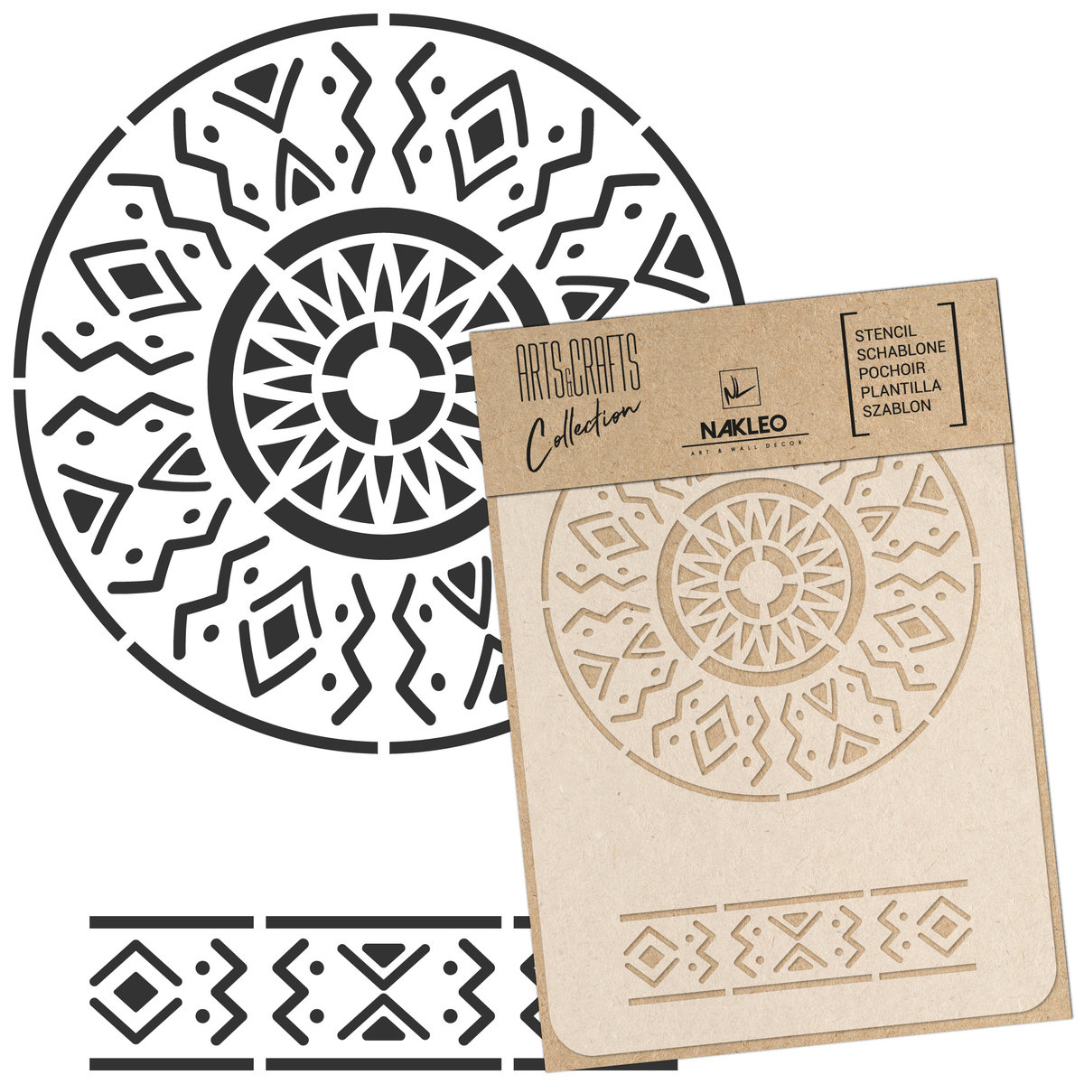 Nakleo szablon malarski wielokrotny // AFRICAN CRAFT MANDALA - A5 (15x21cm)