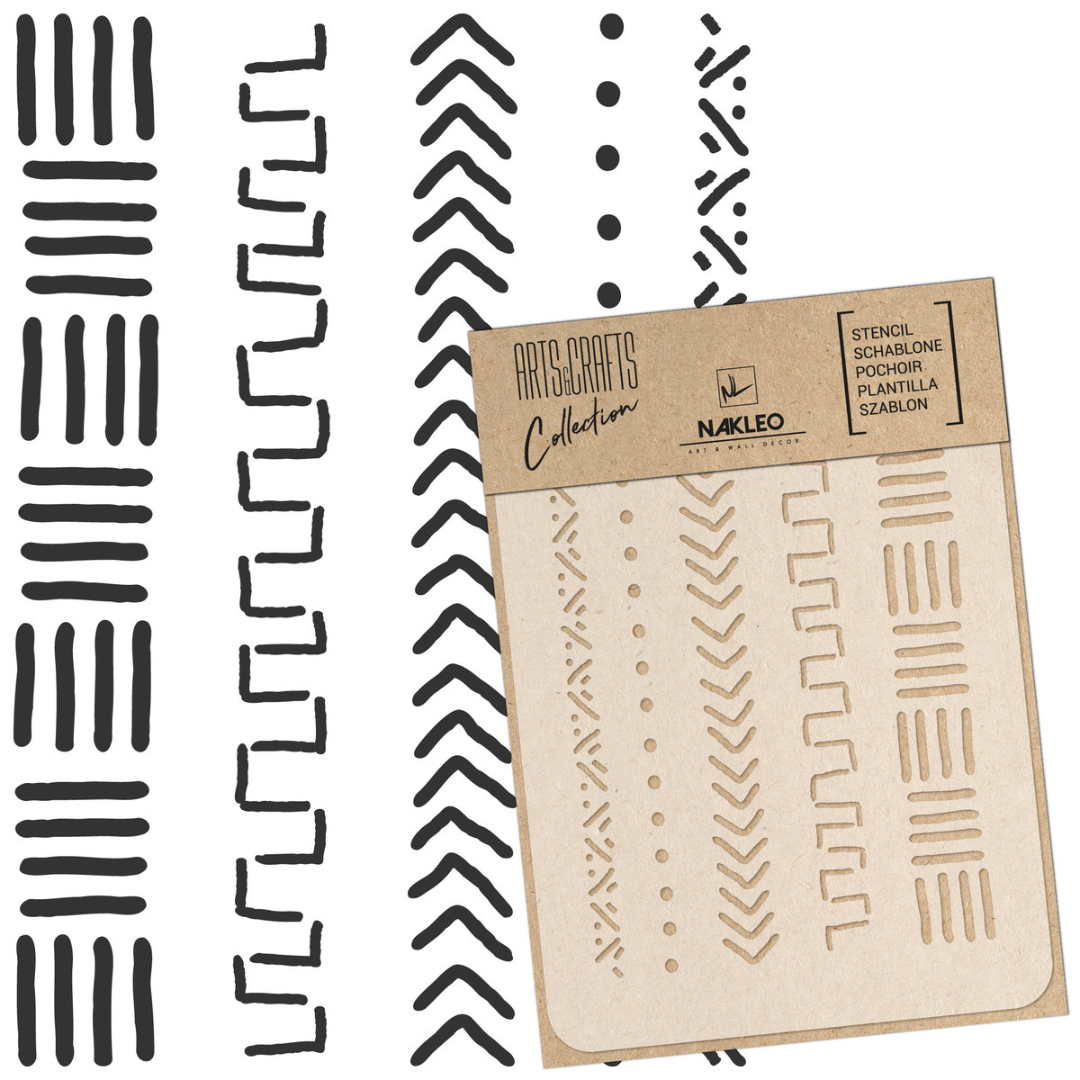 Nakleo szablon malarski wielokrotny // MUDCLOTH ELEMENTS #2 - A4 (21x30cm)