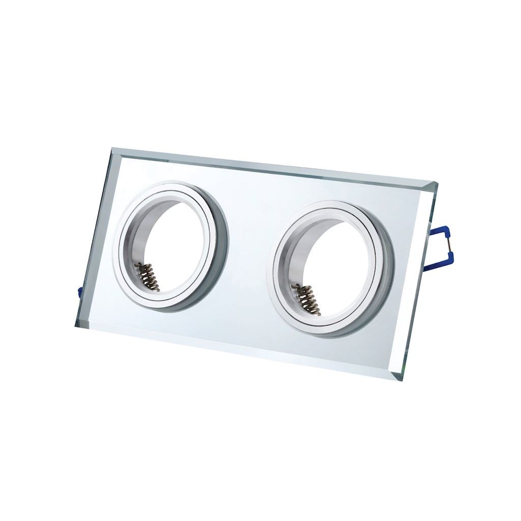 Eko-Light Oczko sufitowe szklane KWADRATOWE 2xGU10 Kolor SREBNY EKOS919