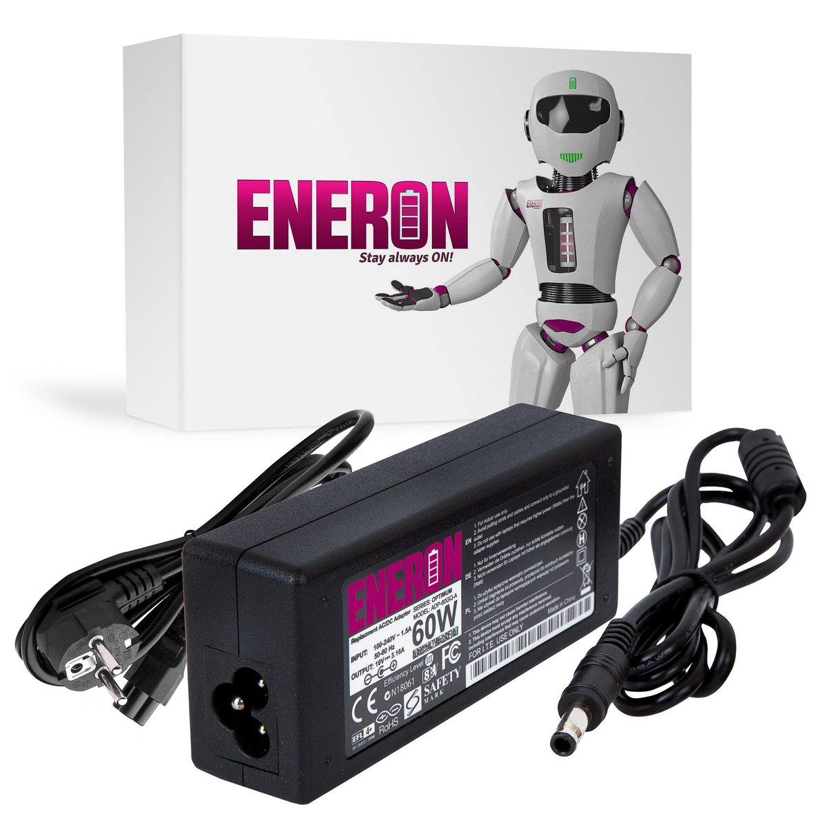 ENERON Zasilacz do laptopa  Zasilacz do laptopów Samsung 19V 3.16A 60W 5.5x3.0