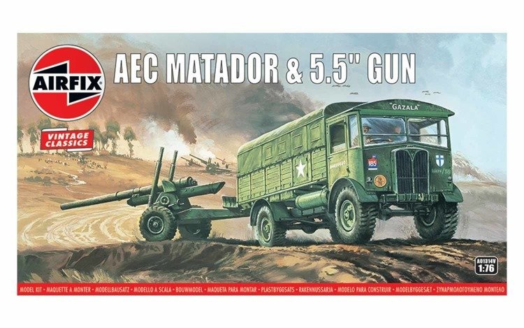 Zdjęcia - Model do sklejania (modelarstwo) AIRFIX Brytyjski ciągnik AEC Matador i działo 5,5 cala, seria Vintage Classics 01 