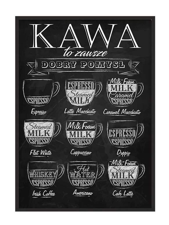 Plakat w ramie E-DRUK Kawa, 33x43 cm