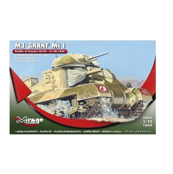 Mirage, Czołg Średni M3 Grant MkI Bitwa pod Gazalą 1942, Model do sklejania w skali 1:72