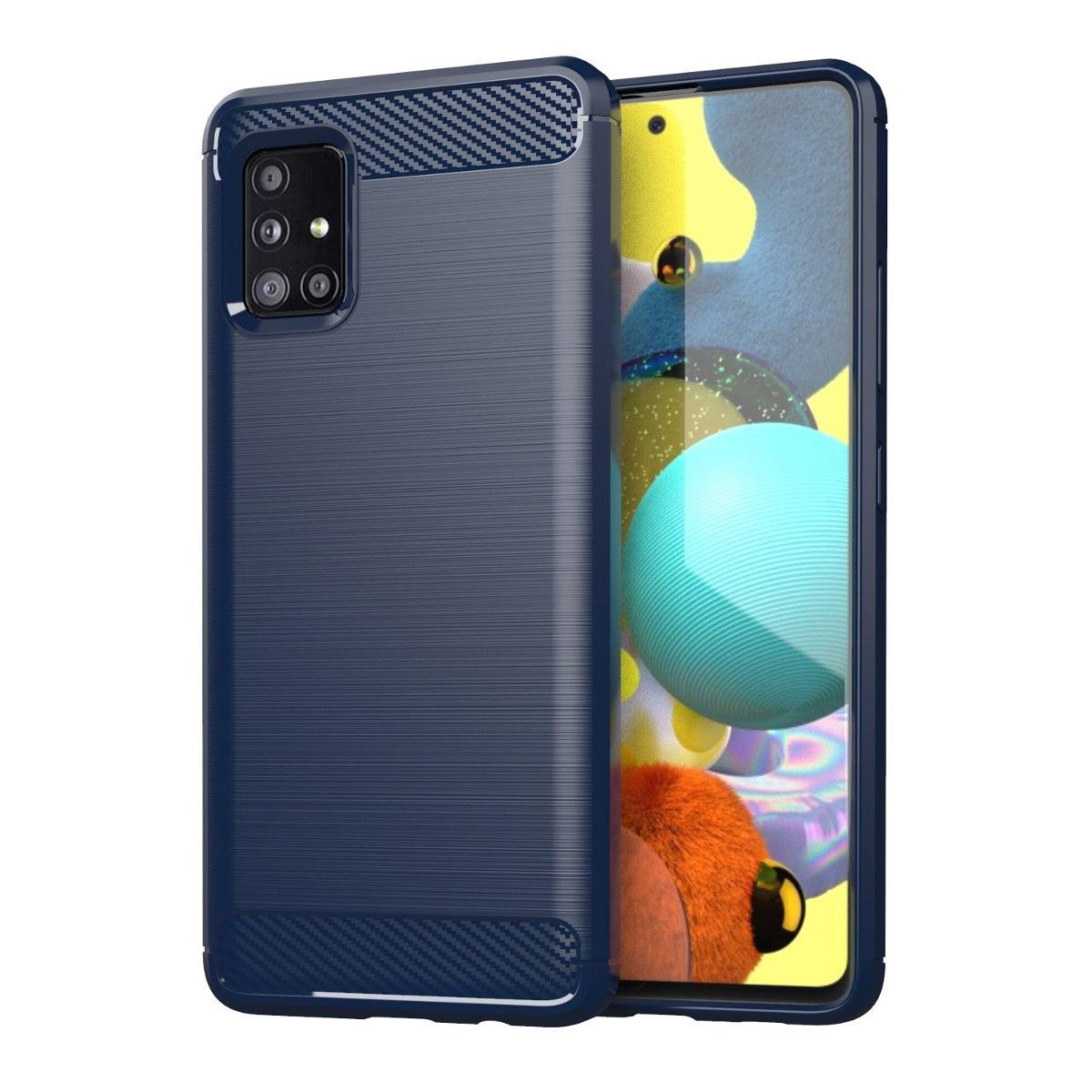 Samsung Hurtel Carbon Case elastyczne etui pokrowiec Galaxy A51 5G niebieski - Niebieski