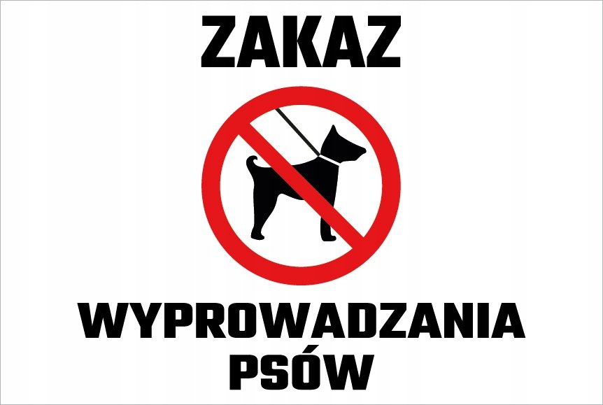 Tabliczka E-DRUK, Zakaz wyprowadzania psów, czerwona, 20x30 cm