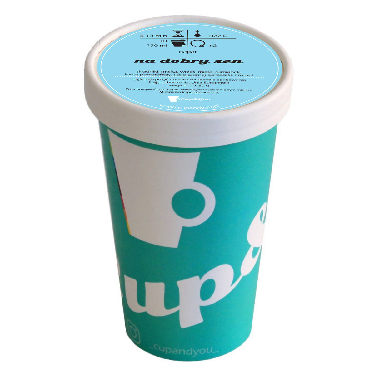 Herbata ziołowa smakowa CUP&YOU, na dobry sen w EKO KUBKU, 80 g